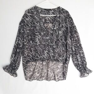 All Saints AllSaints Penny Ambient Sheer Chiffon Blouse High-Low Womens M Fits L